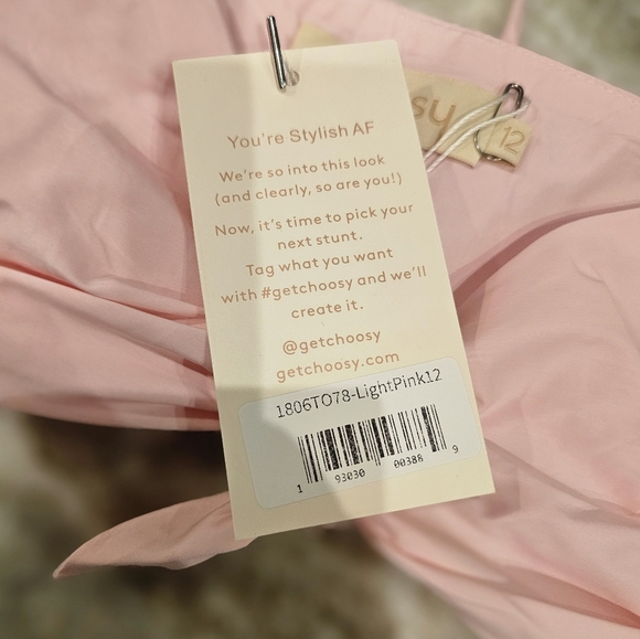 NWT Choosy Light Pink Tie-Front Strapless Corset Crop Top Size 12 - Picture 8 of 9